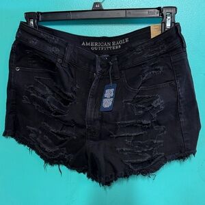 NWT American Eagle Outfitters Black Ripped Jean Shorts